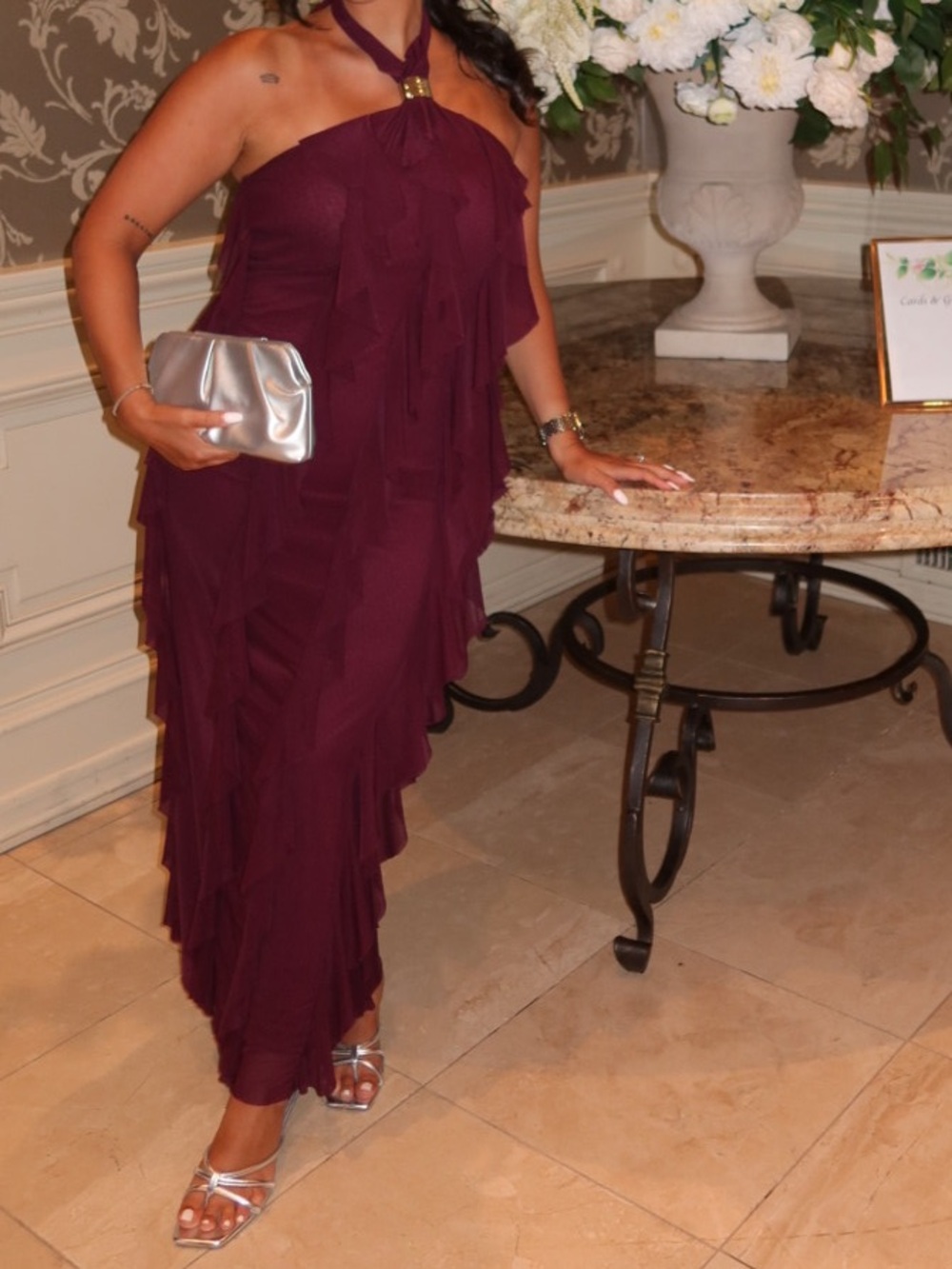 Women's Halter Ruffle Evening Dress